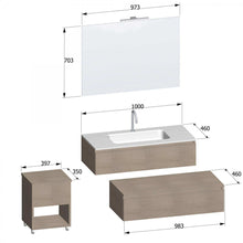 Carica l'immagine nel visualizzatore di Gallery, Mobile Bagno Sospeso 120 Rovere Trance Chiaro Con Lavabo DUO-754C