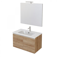 Carica l'immagine nel visualizzatore di Gallery, Mobile Bagno Sospeso 80cm Con Due Ante E Specchio Rovere Farnia DUBON