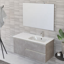 Carica l'immagine nel visualizzatore di Gallery, Mobile Bagno Sospeso 100cm Con Specchio Cemento Grigio Caldo DUBON