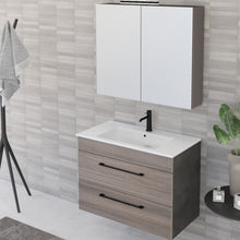 Carica l'immagine nel visualizzatore di Gallery, Mobile Bagno Sospeso 80cm Con Specchiera Finitura Olmo E Lava FACILE