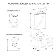 Carica l'immagine nel visualizzatore di Gallery, Mobile Bagno Sospeso 80cm Effetto Cemento Grigio Cielo Con Ripiano A Destra E Specchiera DOMINO
