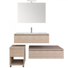 Carica l'immagine nel visualizzatore di Gallery, Mobile Bagno Sospeso 120 Rovere Trance Chiaro Con Lavabo DUO-754C