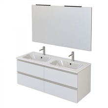 Carica l'immagine nel visualizzatore di Gallery, Mobile Bagno Sospeso 120cm Con Specchio Bianco Opaco DUBON