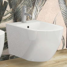 Carregar imagem no visualizador da galeria, Louças sanitárias suspensas de parede arredondadas, bidê e vaso sanitário sem aro, fechamento suave NEST