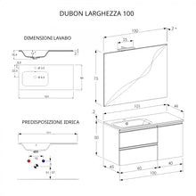 Carica l'immagine nel visualizzatore di Gallery, Mobile Bagno Sospeso 100cm Con Anta A Destra E Specchio Rovere Farnia DUBON