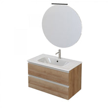 Carica l'immagine nel visualizzatore di Gallery, Mobile Bagno Sospeso 80cm Con Specchio Rovere Farnia DUBON