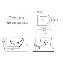 Carica l'immagine nel visualizzatore di Gallery, Coppia Sanitari Sospesi Senza Brida WC BIDET Ceramica | Oceano