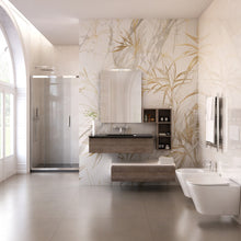 Carica l'immagine nel visualizzatore di Gallery, Mobile Bagno Sospeso Rovere Scuro Con Lavandino Nero In Vetro