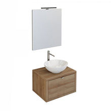 Carica l'immagine nel visualizzatore di Gallery, Mobile Bagno Sospeso 60cm Finitura Rovere Farnia Con Specchio DOMINO