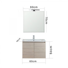 Carica l'immagine nel visualizzatore di Gallery, Mobile Bagno Sospeso Legno Chiaro Olmo Da 60cm ALBA