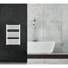 Carregar imagem no visualizador da galeria, Aquecedor de Toalhas Radiador 80x55 Branco Distância Central 50 cm