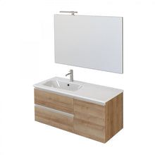 Carica l'immagine nel visualizzatore di Gallery, Mobile Bagno Sospeso 100cm Con Anta A Destra E Specchio Rovere Farnia DUBON