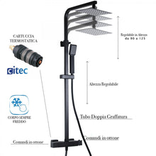 Carregar imagem no visualizador da galeria, Coluna de chuveiro Este Black Matte Black com misturador termostático bidirecional 20x20