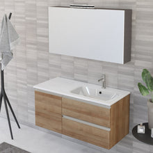 Carica l'immagine nel visualizzatore di Gallery, Mobile Bagno Sospeso 100cm Con Anta E Specchiera Rovere Farnia DUBON