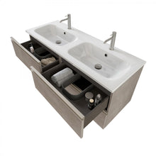 Carica l'immagine nel visualizzatore di Gallery, Mobile Bagno Sospeso 120cm Con Specchiera Cemento Grigio Caldo DUBON