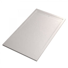 Carregar imagem no visualizador da galeria, Base de chuveiro GRID em resina de mármore branco com efeito de pedra de cimento