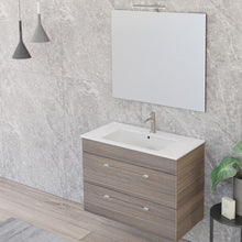 Carica l'immagine nel visualizzatore di Gallery, Mobile Bagno Sospeso 80cm Con Specchio Finitura Olmo FACILE