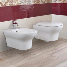Carregar imagem no visualizador da galeria, Par de louças sanitárias brancas suspensas na parede da série Stream