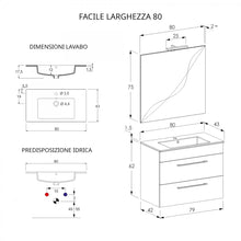 Carica l'immagine nel visualizzatore di Gallery, Mobile Bagno Sospeso 80cm Con Specchio Finitura Olmo FACILE