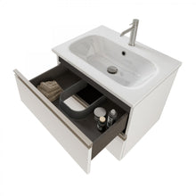Carica l'immagine nel visualizzatore di Gallery, Mobile Bagno Sospeso 60cm Con Specchiera Bianco Opaco DUBON