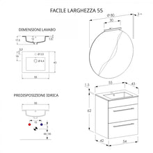 Carica l'immagine nel visualizzatore di Gallery, Mobile Bagno Sospeso 55cm Con Specchio Cemento Legno FACILE