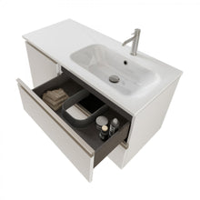 Carica l'immagine nel visualizzatore di Gallery, Mobile Bagno Sospeso 100cm Con Specchio Bianco Opaco DUBON