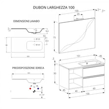 Carica l'immagine nel visualizzatore di Gallery, Mobile Bagno Sospeso 100cm Con Ripiano A Sinistra E Specchio Bianco Opaco DUBON