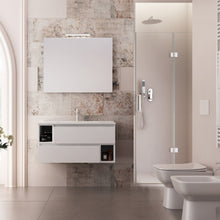 Carica l'immagine nel visualizzatore di Gallery, Mobile Bagno Sospeso 90cm Larice Bianco, Lavabo Ceramico MOOD-755
