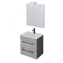 Carica l'immagine nel visualizzatore di Gallery, Mobile Bagno Sospeso 55cm Con Specchio Cemento Legno E Lava FACILE
