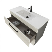 Carica l'immagine nel visualizzatore di Gallery, Mobile Bagno Sospeso 100cm Con Specchio Olmo Bianco E Lava FACILE