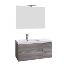 Carica l'immagine nel visualizzatore di Gallery, Mobile Bagno Sospeso Grigio Eucalipto 100cm Due Cassetti E Sportello MOOD-100