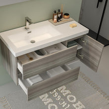 Carica l'immagine nel visualizzatore di Gallery, Mobile Bagno Sospeso Grigio Eucalipto 100cm Due Cassetti E Sportello MOOD-100