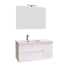 Carica l'immagine nel visualizzatore di Gallery, Mobile Bagno Sospeso Bianco Larice 100cm Due Cassetti E Sportello MOOD-100