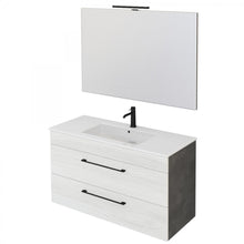 Carica l'immagine nel visualizzatore di Gallery, Mobile Bagno Sospeso 100cm Con Specchio Olmo Bianco E Lava FACILE