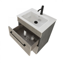 Carica l'immagine nel visualizzatore di Gallery, Mobile Bagno Sospeso 55cm Con Specchio Cemento Legno E Lava FACILE