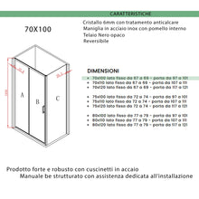 Carica l'immagine nel visualizzatore di Gallery, Box Doccia 2 Lati Fisso Più Scorrevole Profili Neri AGATA BLACK