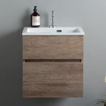 Carregar imagem no visualizador da galeria, Móvel de lavatório suspenso com lavatório sem torcedor em olmo natural