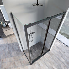 Carica l'immagine nel visualizzatore di Gallery, Box Doccia 2 Lati Fisso Più Scorrevole Profili Neri AGATA BLACK