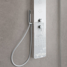 Carregar imagem no visualizador da galeria, Painel de duche de hidromassagem TREVISO em aço inoxidável com efeito espelho