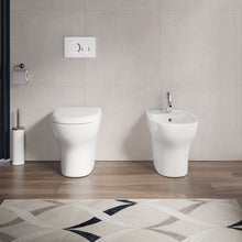 Carregar imagem no visualizador da galeria, Louças sanitárias embutidas na parede com acabamento branco brilhante e assento com fecho suave