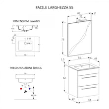 Carica l'immagine nel visualizzatore di Gallery, Mobile Bagno Sospeso 55cm Con Specchio Cemento Legno E Lava FACILE