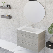 Carica l'immagine nel visualizzatore di Gallery, Mobile Bagno Sospeso 80cm Con Specchio Cemento Legno FACILE