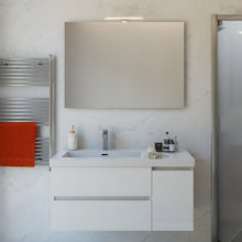 Carica l'immagine nel visualizzatore di Gallery, Mobile Bagno Sospeso Bianco Larice 100cm Due Cassetti E Sportello MOOD-100