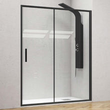 Carregar imagem no visualizador da galeria, Porta de correr para chuveiro de painel único com perfis pretos EFE 400