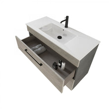 Carica l'immagine nel visualizzatore di Gallery, Mobile Bagno Sospeso 100cm Con Specchio Cemento Legno E Lava FACILE