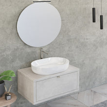 Carica l'immagine nel visualizzatore di Gallery, Mobile Bagno Sospeso 80cm Effetto Cemento Grigio Cielo Con Specchio DOMINO