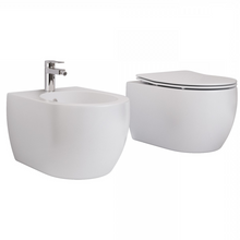 Carregar imagem no visualizador da galeria, Par de Louças Sanitárias de Cerâmica Sem Aro e Suspensas na Parede | Sole