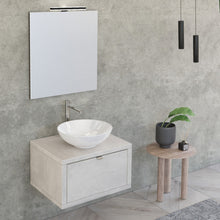 Carica l'immagine nel visualizzatore di Gallery, Mobile Bagno Sospeso 60cm Effetto Cemento Grigio Cielo Con Specchio DOMINO