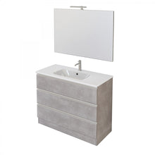 Carica l'immagine nel visualizzatore di Gallery, Mobile Bagno A Terra 100cm Con Specchio Bianco Opaco DUBON