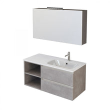 Carica l'immagine nel visualizzatore di Gallery, Mobile Bagno Sospeso 100cm Con Ripiano A Sinistra E Specchiera Cemento Grigio Caldo DUBON